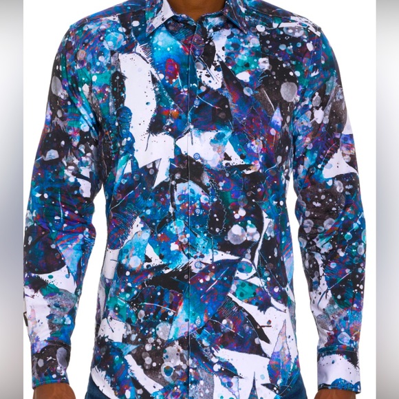 Robert Graham Other - NWT Robert Graham Cloverleaf Embroidered Shirt. Splotches of Colour. Size 2XL